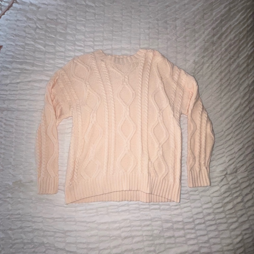Women's Pink Cable Knit Sweater